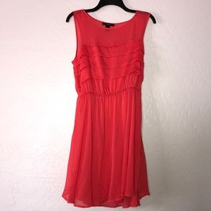 Sleeveless Coral Ruffle Dress